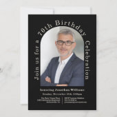 Invitation Simple Photo Arch Black 70th Birthday Party (Devant)