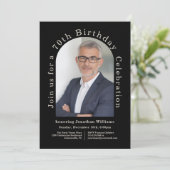 Invitation Simple Photo Arch Black 70th Birthday Party (Debout devant)