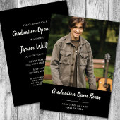 Invitation Simple Photo Black Graduation Open House