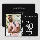 Invitation Simple Photo Black White Graduation Party (Devant / Derrière)