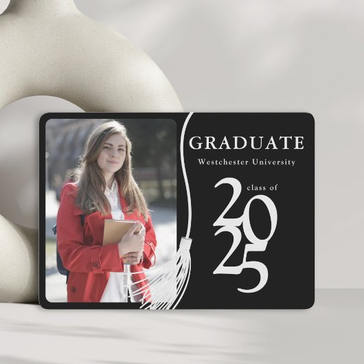 Invitation Simple Photo Black White Graduation Party
