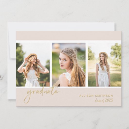 Invitation Simple Photo Blush Pink Graduation Party (Devant)