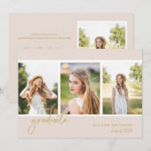 Invitation Simple Photo Blush Pink Graduation Party (Devant / Derrière)