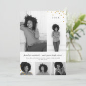 Invitation Simple Photo Collage Faux Gold Graduation Party (Debout devant)