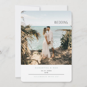 Invitation Simple Photo de Couple Seafoam Bords Arrondis Mari