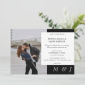 Invitation Simple Photo Élégant Mariage Noir & Blanc (Debout devant)