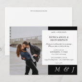 Invitation Simple Photo Élégant Mariage Noir & Blanc (Devant / Derrière)