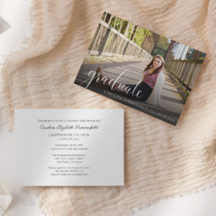 Invitation Simple Photo Elegant Script Graduation Party