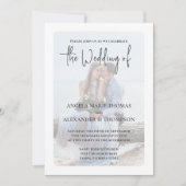 Invitation Simple Photo Elegant Turquoise QR Code RSVP Ocean (Devant)