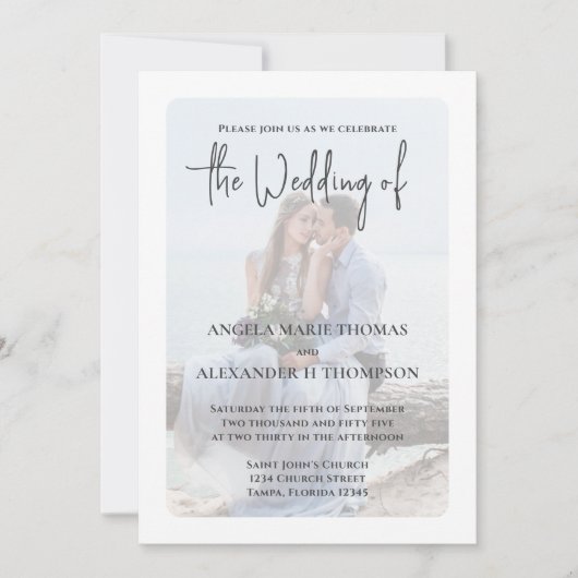 Invitation Simple Photo Elegant Turquoise QR Code RSVP Ocean (Devant)