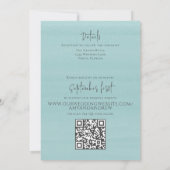 Invitation Simple Photo Elegant Turquoise QR Code RSVP Ocean (Dos)