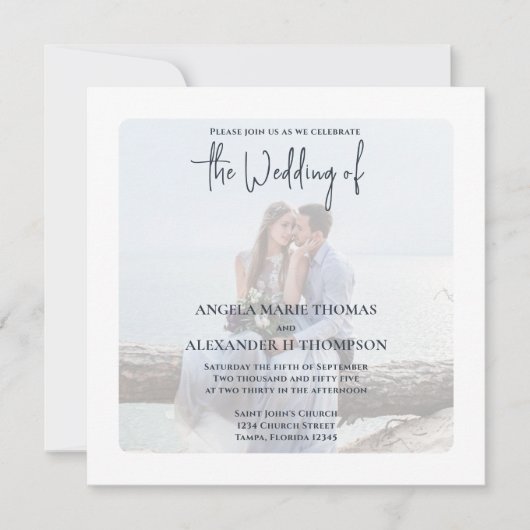 Invitation Simple Photo Elegant Turquoise QR Code RSVP Ocean (Devant)