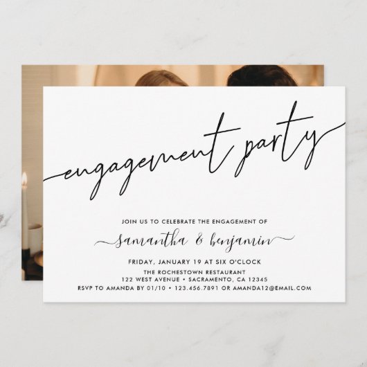 Invitation Simple Photo Engagement (Devant / Derrière)