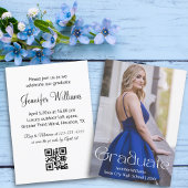 Invitation simple photo graduation party qr code rsvp
