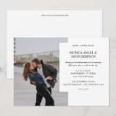 Invitation Simple Photo Mariage Élégant Blanc (Devant / Derrière)