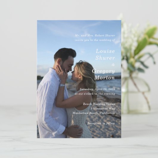 Invitation Simple Photo Mariage Moderne (Debout devant)