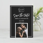 Invitation Simple Photo Minimal Monogram Save the Date Card (Debout devant)