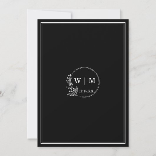 Invitation Simple Photo Minimal Monogram Save the Date Card (Dos)