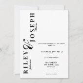 Invitation Simple photo minimaliste en noir et blanc mariage (Devant)