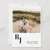 Invitation Simple photo minimaliste en noir et blanc mariage (Dos)