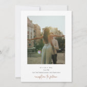 Invitation Simple Photo Minimaliste | Mariage Élégant (Dos)