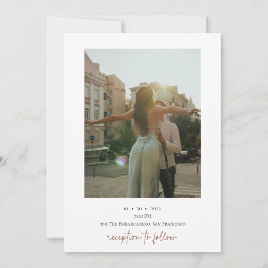 Invitation Simple Photo Minimaliste | Mariage Élégant (Dos)