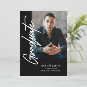 Invitation Simple Photo moderne Black Script Graduation Party (Debout devant)