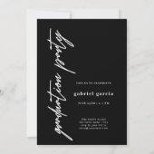 Invitation Simple Photo moderne Black Script Graduation Party (Dos)