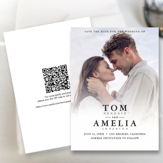 Invitation Simple Photo Moderne Enregistrer La Date QR Code M