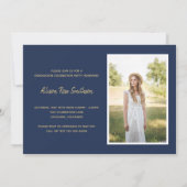 Invitation Simple Photo Navy Blue Graduation Party (Dos)