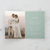 Invitation Simple Photo Vert Uni Élégant Mariage (Intérieur)