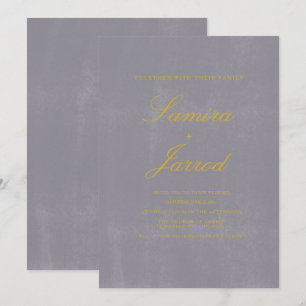 Invitation Simple Pierre Grise Béton Rustique Jaune Mariage