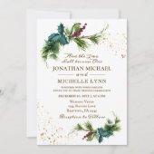 Invitation Simple Pinceau de pin forestier Gold Splashes Mari (Devant)
