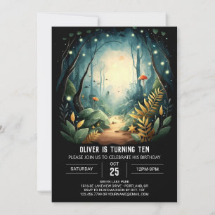 Invitation Simple Pine Adventure Woodland Anniversaire