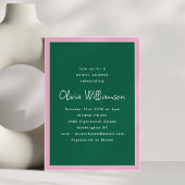 Invitation Simple Pink and Green Modern Trendy Bridal Shower