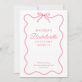 Invitation Simple Pink Bow Girl Bachelorette Party (Devant)