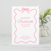 Invitation Simple Pink Bow Girl Bachelorette Party (Debout devant)