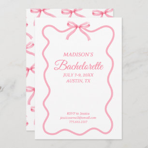 Invitation Simple Pink Bow Girl Bachelorette Party