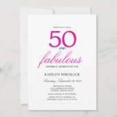 Invitation Simple Pink Script 50 and Fabulous 50th Birthday (Devant)