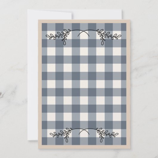 Invitation Simple Plaid En vichy Joli Mariage campagnard (Dos)