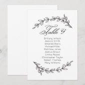 Invitation Simple plan de table de mariage floral. Plan de ta (Devant / Derrière)
