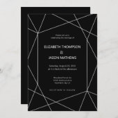 Invitation Simple Polygon noir et blanc Mariage gay (Devant / Derrière)