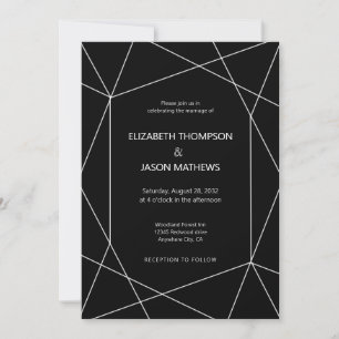 Invitation Simple Polygon noir et blanc Mariage gay