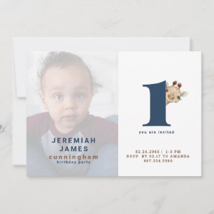 Invitation simple pour 1er anniversaire avec photo