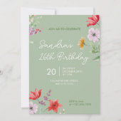 Invitation simple pour 26e anniversaire avec fleur (Devant)
