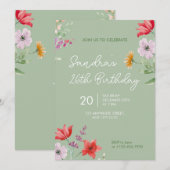 Invitation simple pour 26e anniversaire avec fleur (Devant / Derrière)