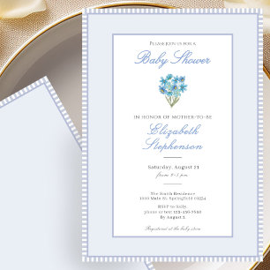 Invitation simple pour baby shower avec fleurs ble