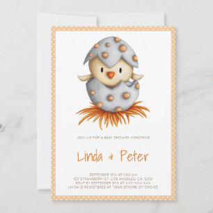 Invitation simple pour baby shower avec oiseau neu