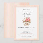 Invitation simple pour bébé avec pêche  (Devant / Derrière)
