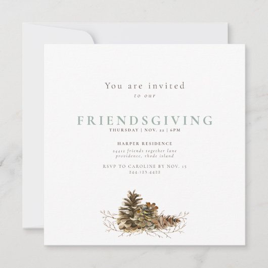 Invitation Simple pour la Friendsgiving avec des C (Devant)